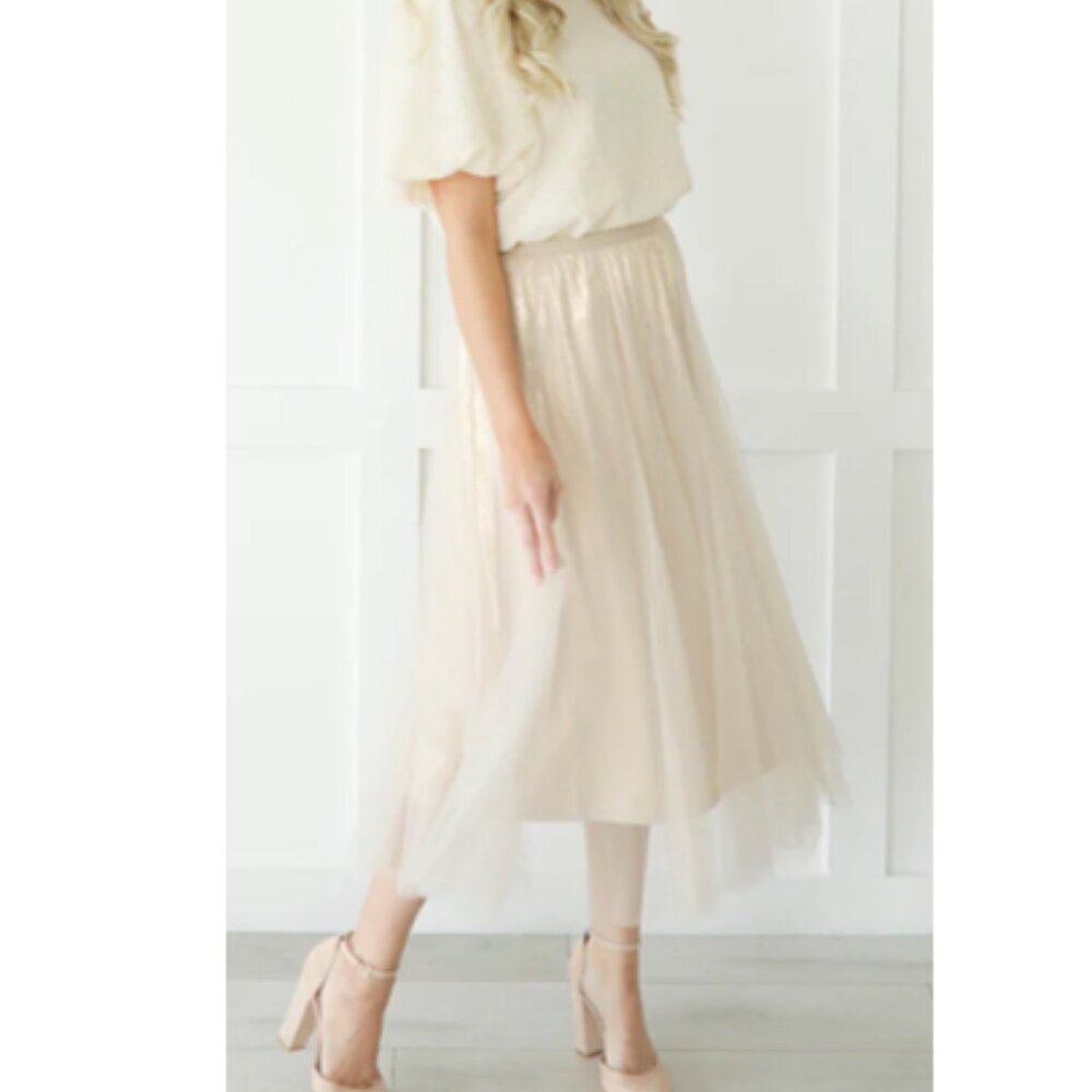 NWT- ADULT- IVORY TULLE SKIRT SIZE S/M